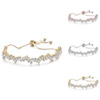Cubic Zirconia Brass Bracelets, plated, adjustable & for woman & with cubic zirconia nickel, lead & cadmium free, 180mm Approx 7 Inch 