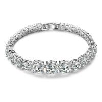 Cubic Zirconia Brass Bracelets, platinum plated, for woman & with cubic zirconia, nickel, lead & cadmium free, 170mm Approx 6.5 Inch 