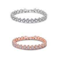 Cubic Zirconia Brass Bracelets, plated, for woman & with cubic zirconia nickel, lead & cadmium free, 170mm Approx 6.5 Inch 