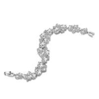 Cubic Zirconia Brass Bracelets, platinum plated, for woman & with cubic zirconia, nickel, lead & cadmium free, 180mm Approx 7 Inch 
