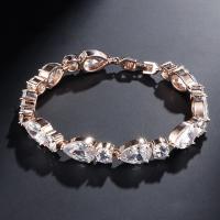 Cubic Zirconia Brass Bracelets, plated, for woman & with cubic zirconia nickel, lead & cadmium free, 180mm Approx 7 Inch 