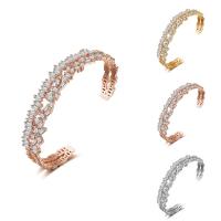 Cubic Zirconia Brass Bracelets, plated, open & for woman & with cubic zirconia nickel, lead & cadmium free, 60mm, Inner Approx 60mm Approx 7 Inch 