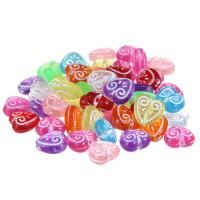 Perles acryliques d'accent argent, Acrylique, coeur, argent accentué, couleurs mélangées Environ 1mm Vendu par sac