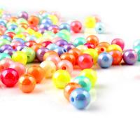 ABS-Kunststoff -Perlen-Korn, ABS-Kunststoff-Perlen, rund, gemischte Farben, 6mm, Bohrung:ca. 1mm, 100PCs/Tasche, verkauft von Tasche