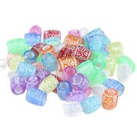 Silver Accent Acrylic Beads, Drum, large hole, mixed colors Approx 4mm 