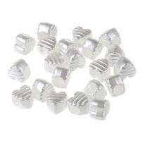 ABS perla de los granos de plástico, Perlas de plástico ABS, Corazón, agujero largo, Blanco, 10x10mm, agujero:aproximado 4mm, 100PCs/Bolsa, Vendido por Bolsa