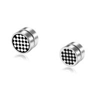 Stainless Steel Magnetic Stud Earring, Flat Round, Unisex & with magnetic & enamel 