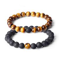Lava Bracelet, with Tiger Eye & Unisex Approx 7 Inch 