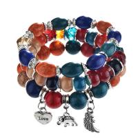 Zinc Alloy Resin Bracelets, with Resin, antique silver color plated, for woman lead & cadmium free, 8-10mm Approx 19.5 Inch 