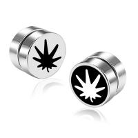 Stainless Steel Magnetic Stud Earring, Flat Round, plated, Unisex & with magnetic & enamel 