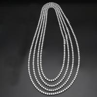 Stainless Steel Chain Necklace & Unisex & with cubic zirconia, original color, 4mm 