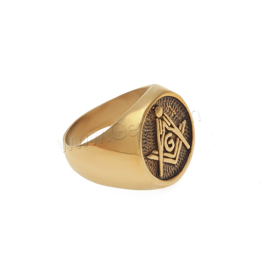 Stainless Steel Finger Ring, gold color plated, Unisex & different size for choice & blacken, 22mm, Sold By PC