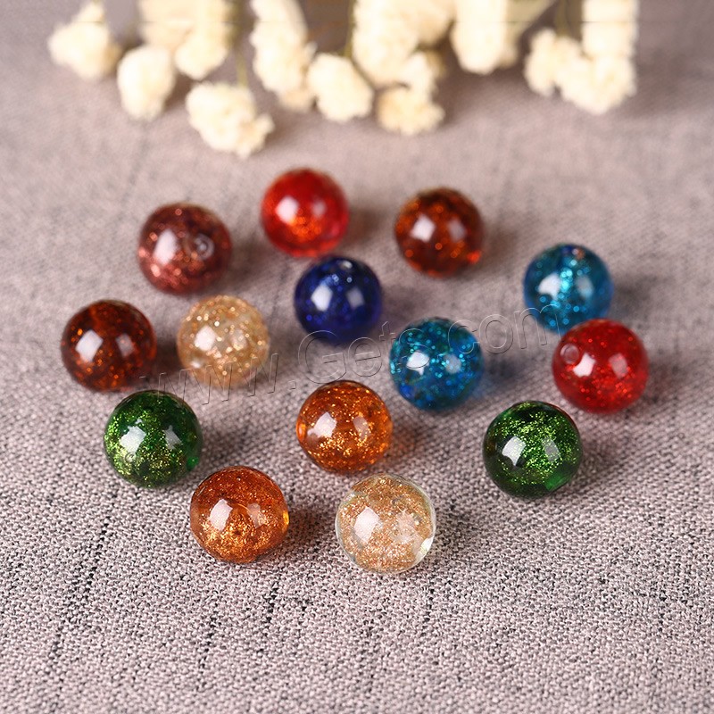 Goldsand Lampwork Perlen, rund, handgemacht, verschiedene Größen vorhanden, keine, 100PCs/Menge, verkauft von Menge
