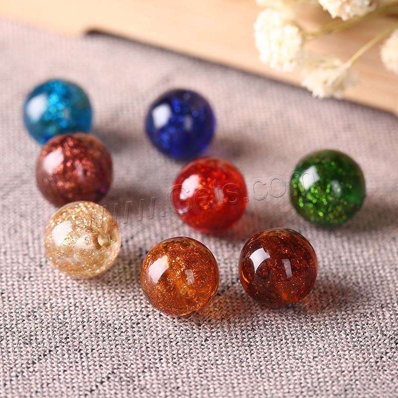 Goldsand Lampwork Perlen, rund, handgemacht, verschiedene Größen vorhanden, keine, 100PCs/Menge, verkauft von Menge
