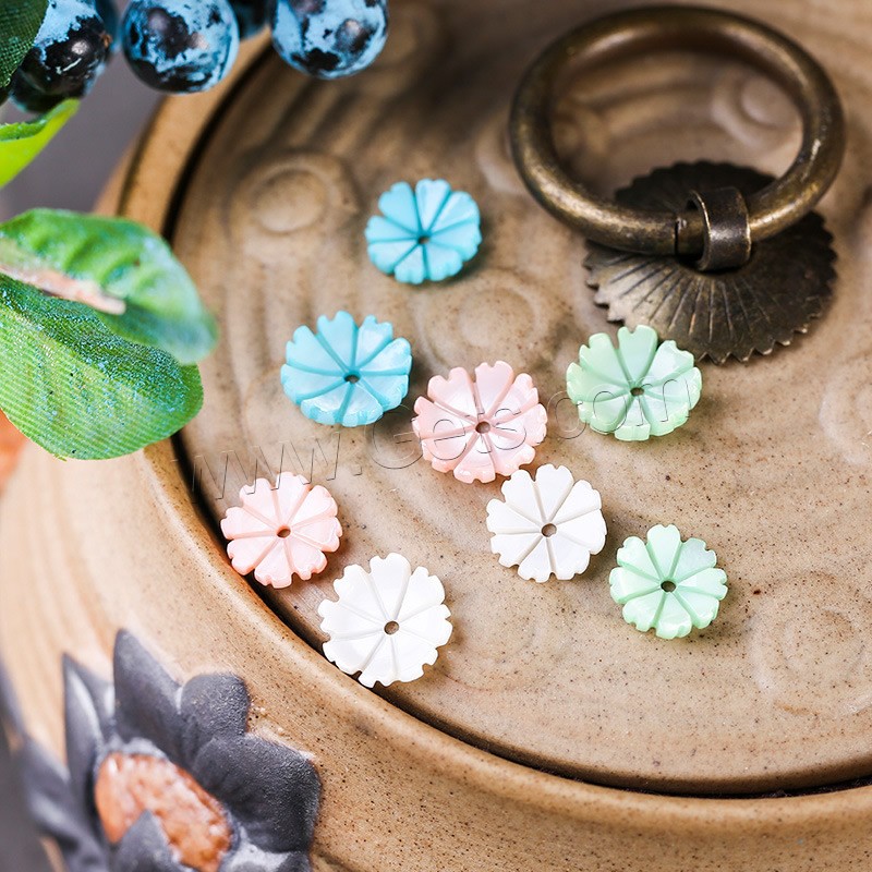Natural Freshwater Shell Beads, Flower, more colors for choice, 3x11mm, Hole:Approx 1mm, Approx 10PCs/Lot, Sold By Lot