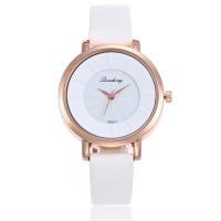 Women Wrist Watch, PU Leather, with zinc alloy dial & Glass, Flat Round, gold color plated, adjustable & for woman 
