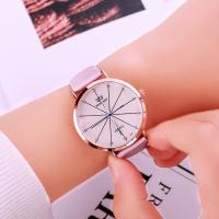 Women Wrist Watch, PU Leather, with zinc alloy dial & Glass, Flat Round, gold color plated, adjustable & for woman & with rhinestone Approx 9 Inch 