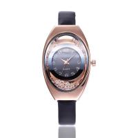 Women Wrist Watch, PU Leather, with acrylic rhinestone & zinc alloy dial & Glass, gold color plated, adjustable & for woman Approx 8.5 Inch 