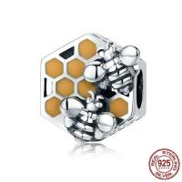 Cubic Zirconia Thailand Sterling Silver European Beads, Bee, without troll & enamel & with cubic zirconia Approx 4.5-5mm 