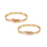 Cubic Zirconia Brass Bracelets, real rose gold plated, for woman & with cubic zirconia Approx 7.5 Inch 