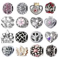 Zinc Alloy European Beads, plated & without troll & enamel & with rhinestone & hollow Approx 4.8mm 