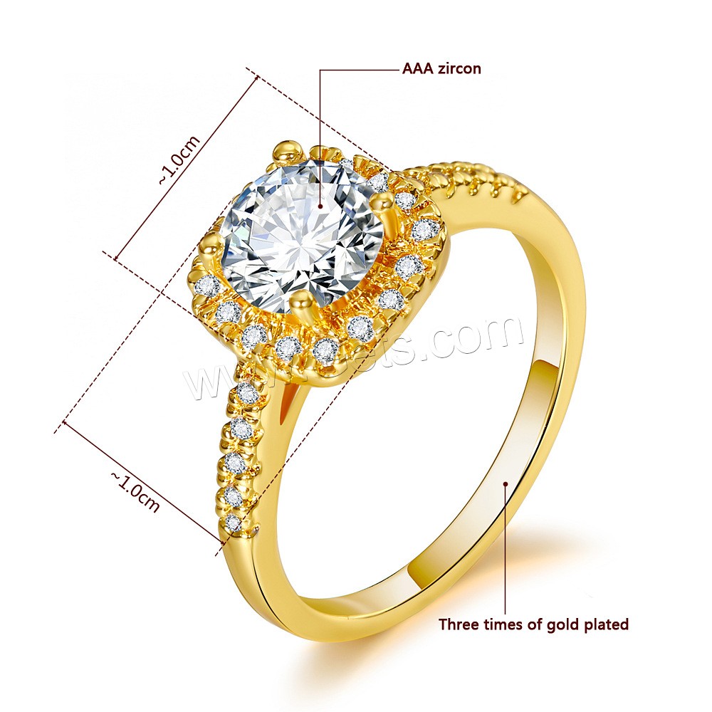 Zirkonia Messing Finger Ring, plattiert, verschiedene Größen vorhanden & für Frau & mit kubischem Zirkonia, keine, 10x10mm, verkauft von PC