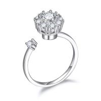 Cubic Zircon Brass Finger Ring, platinum plated, for woman & with cubic zirconia, 9mm, US Ring 