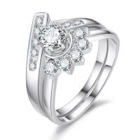 Cubic Zircon Brass Finger Ring, platinum plated & for woman & with cubic zirconia 
