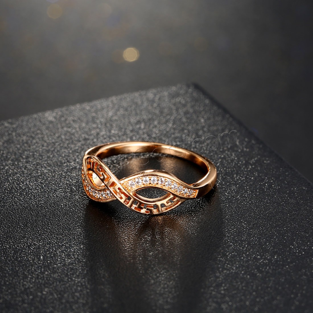 Cubic Zirconia Micro Pave Brass Finger Ring, Infinity, 18K rose gold plated, different size for choice & micro pave cubic zirconia & for woman, 7mm, Sold By PC