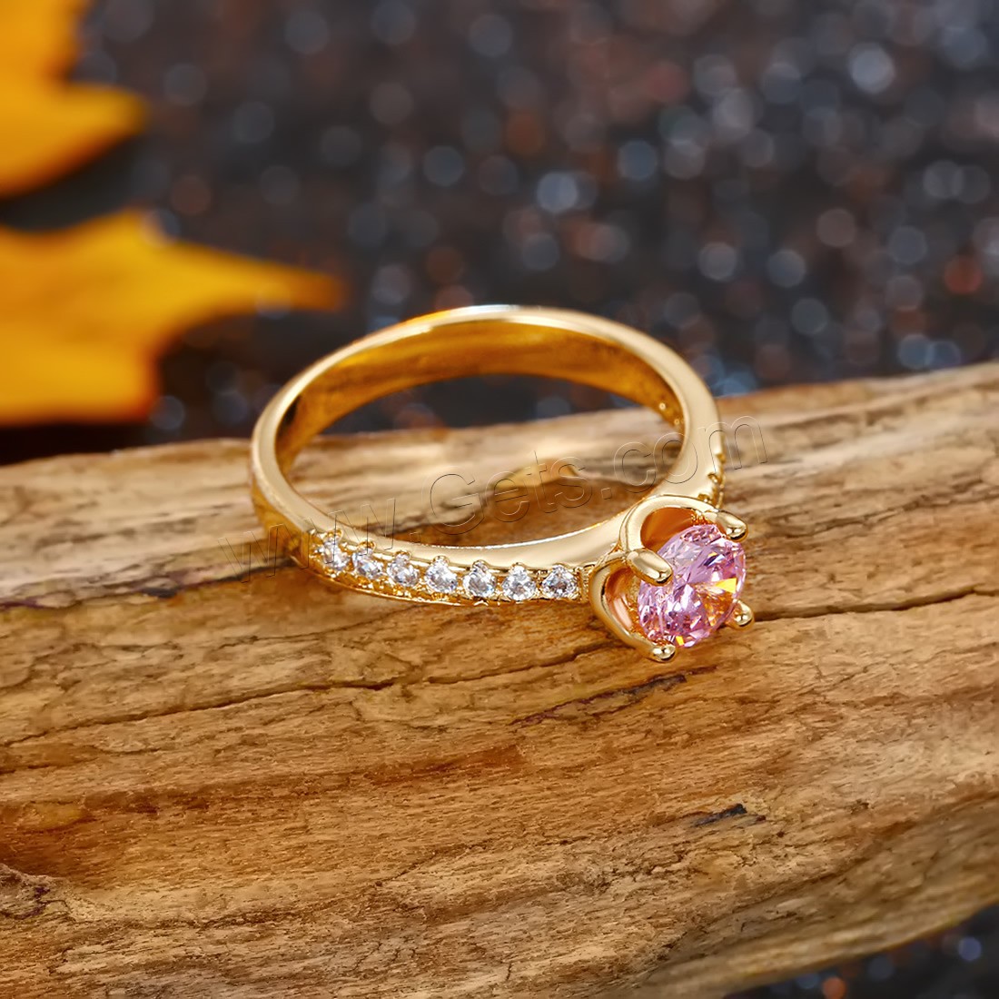 Zirkonia Messing Finger Ring, 18 K vergoldet, verschiedene Größen vorhanden & Micro pave Zirkonia & für Frau, 6x6mm, verkauft von PC