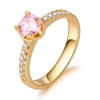 Cubic Zircon Brass Finger Ring, 18K gold plated & micro pave cubic zirconia & for woman 