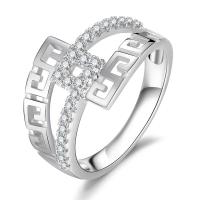 Cubic Zirconia Micro Pave Brass Finger Ring, platinum plated & micro pave cubic zirconia & for woman, 12mm 