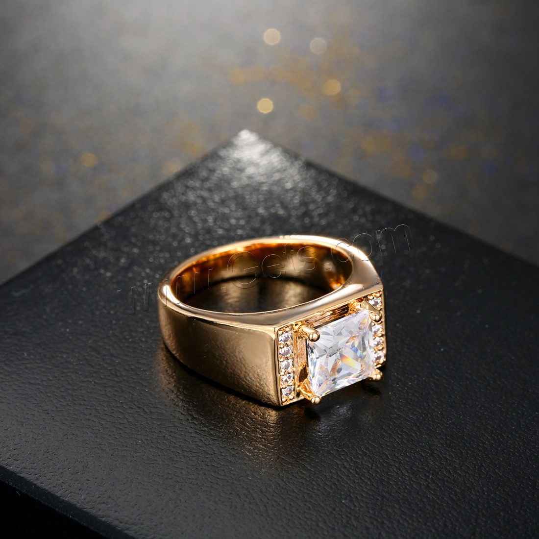 Zirkonia Messing Finger Ring, 18 K vergoldet, unisex & verschiedene Größen vorhanden & mit kubischem Zirkonia, 15x10mm, verkauft von PC