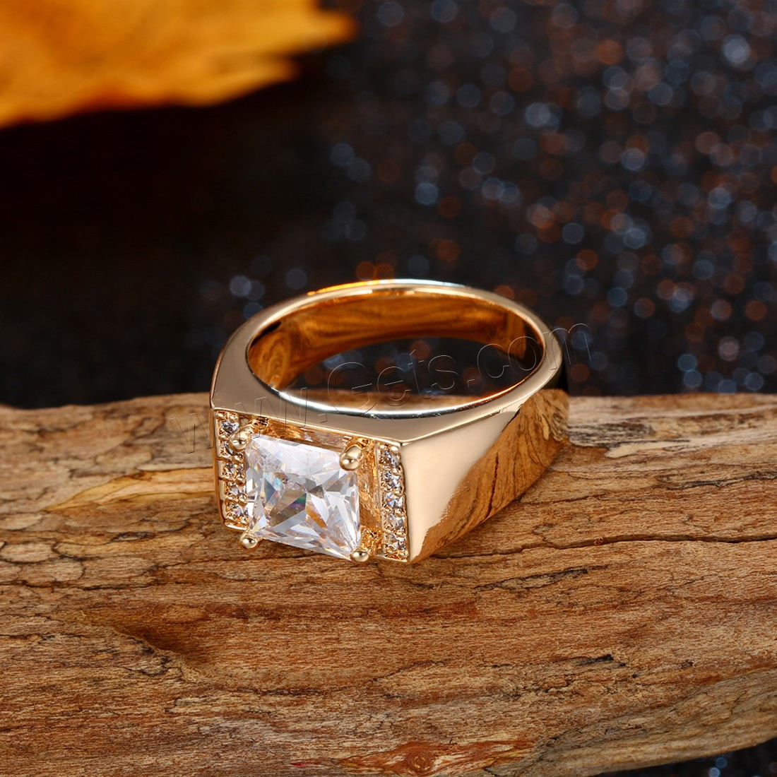 Zirkonia Messing Finger Ring, 18 K vergoldet, unisex & verschiedene Größen vorhanden & mit kubischem Zirkonia, 15x10mm, verkauft von PC