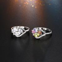 Zirkonia Messing Finger Ring, plattiert, verschiedene Größen vorhanden & für Frau & mit kubischem Zirkonia, keine, 15x11mm, verkauft von PC