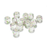 Fashion Lampwork European Bead, Drum, silver color plated, iron single core without troll Approx 4.8mm 