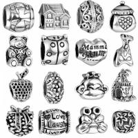Zinc Alloy European Beads, antique silver color plated & with letter pattern & without troll & hollow, 10mm Approx 4.8mm 