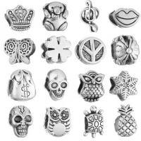Zinc Alloy European Beads, antique silver color plated & without troll, 10mm Approx 4.8mm 