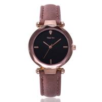 Women Wrist Watch, PU Leather, with zinc alloy dial & Glass, Flat Round, rose gold color plated, adjustable & for woman Approx 8.5 Inch 