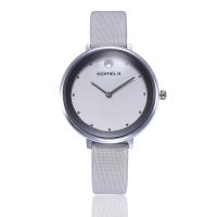 Women Wrist Watch, PU Leather, with zinc alloy dial & Glass, Flat Round, platinum color plated, adjustable & for woman Approx 8.5 Inch 