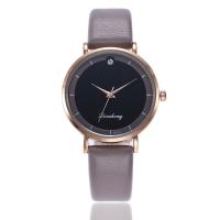 Women Wrist Watch, PU Leather, with zinc alloy dial & Glass, Flat Round, gold color plated, adjustable & for woman Approx 9.5 Inch 