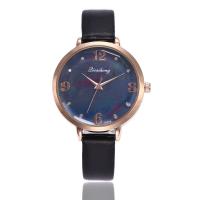 Women Wrist Watch, PU Leather, with zinc alloy dial & Glass, Flat Round, gold color plated, adjustable & for woman Approx 8.5 Inch 