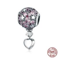 Thailand Sterling Silver European Pendant, Balloon, without troll & with cubic zirconia Approx 4.5-5mm 