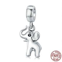 Thailand Sterling Silver European Pendant, Elephant, without troll Approx 4.5-5mm 