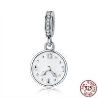 Thailand Sterling Silver European Pendant, Clock, without troll & enamel & with cubic zirconia Approx 4.5-5mm 