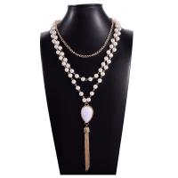 Zinklegierung Halskette, mit ABS-Kunststoff-Perlen & Eisenkette, mit Verlängerungskettchen von 5cm, goldfarben plattiert, Twist oval & für Frau & 3-Strang, frei von Blei & Kadmium, 8mm, Länge:ca. 17 ZollInch, verkauft von Strang