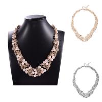 Zinklegierung Halskette, mit ABS-Kunststoff-Perlen, mit Verlängerungskettchen von 5cm, plattiert, für Frau & mit Strass, keine, frei von Blei & Kadmium, 520mm, Länge:ca. 20.5 ZollInch, verkauft von Strang