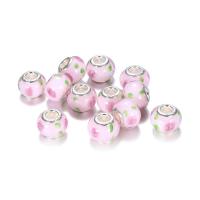 Fashion Lampwork European Bead, Drum, silver color plated, iron single core without troll Approx 4.8mm 