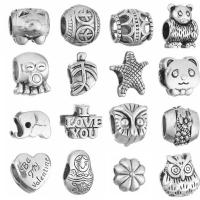 Zinc Alloy European Beads, antique silver color plated & with letter pattern & without troll, 10mm Approx 4.8mm 