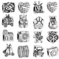 Zinc Alloy European Beads, antique silver color plated & without troll, 10mm Approx 4.5-4.8mm 